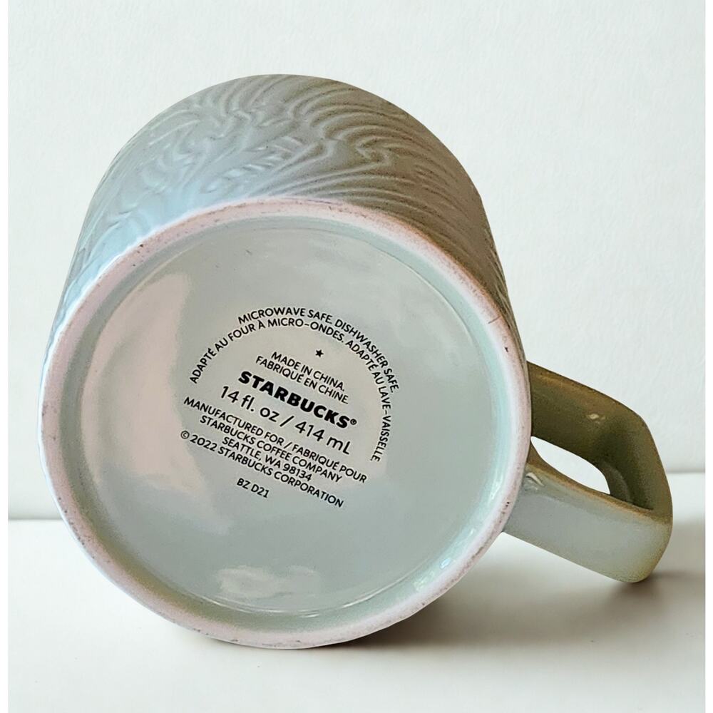 Starbucks 2022 Mint Green Anniverysary Siren Mermaid Tail 14 oz Ceramic Mug - Picture 8 of 9